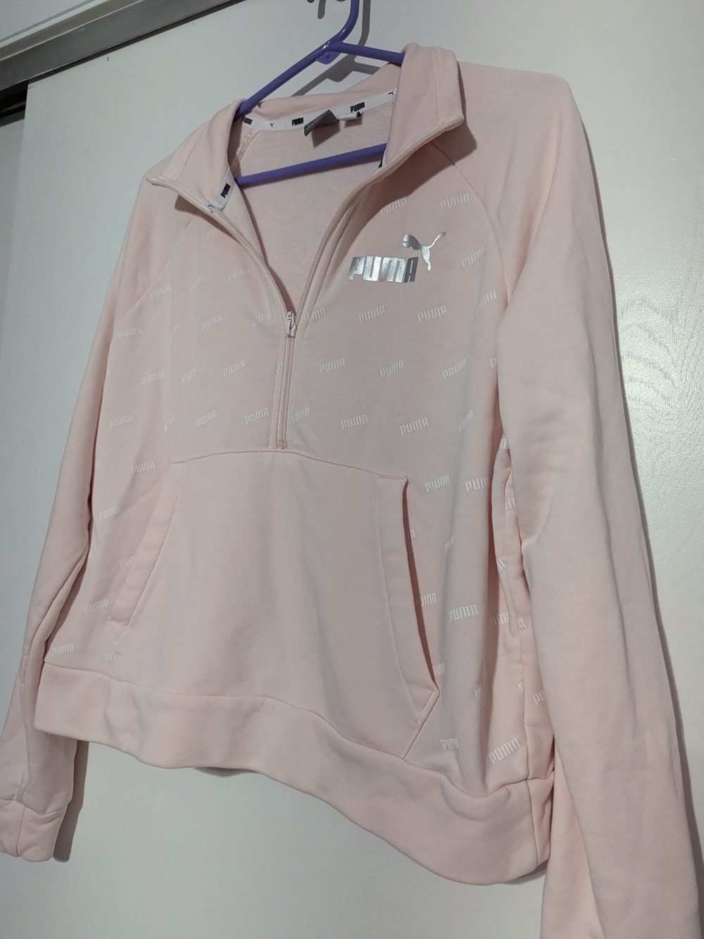 Puma Women's Pink Quarter-Zip Sweatshirt